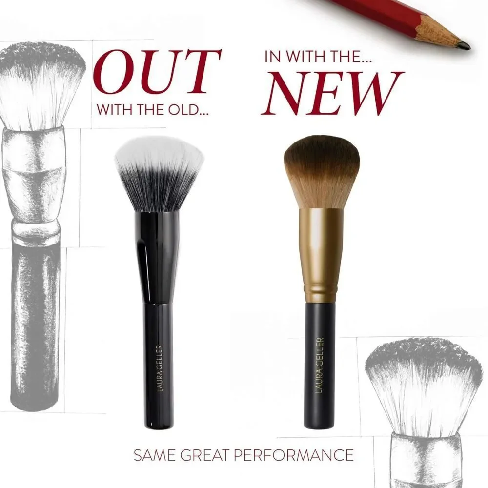 Laura Geller Black Full Face Makeup Brush With Wooden Handle